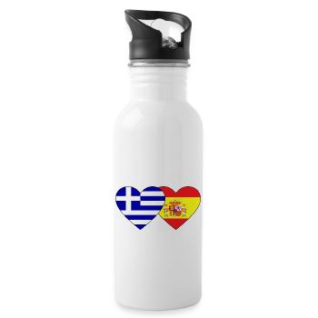 Griechenland Spanien Flagge Herz - Trinkflasche mit integriertem Trinkhalm - Weiß - Rechts