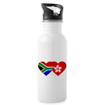Afrique du Sud Hong Kong Flag Heart - Gourde avec paille intégrée - blanc - Droite