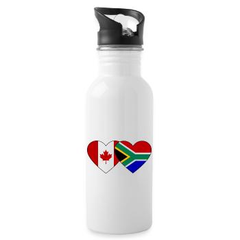 Canada South Africa Flag Heart - Water bottle with straw - white - Right