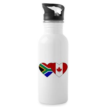 Afrique du Sud Canada Flag Heart - Gourde avec paille intégrée - blanc - Droite