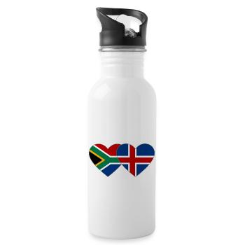 Südafrika Island Flagge Herz - Trinkflasche mit integriertem Trinkhalm - Weiß - Rechts