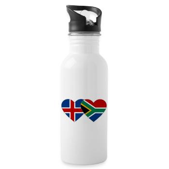 Iceland South Africa Flag Heart - Water bottle with straw - white - Right