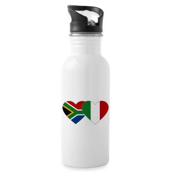 South Africa Italy Flag Heart - Water bottle with straw - white - Right
