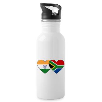 Indien Südafrika Flagge Herz - Trinkflasche mit integriertem Trinkhalm - Weiß - Rechts