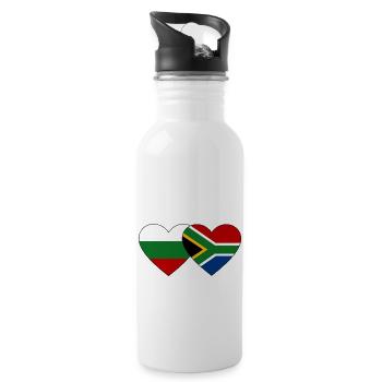 Bulgarien Südafrika Flagge Herz - Trinkflasche mit integriertem Trinkhalm - Weiß - Rechts