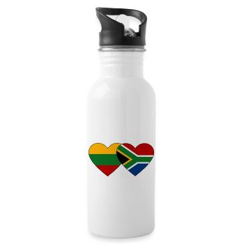 Litauen Südafrika Flagge Herz - Trinkflasche mit integriertem Trinkhalm - Weiß - Rechts