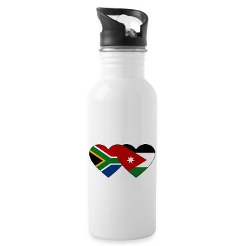 South Africa Jordan Flag Heart - Water bottle with straw - white - Right
