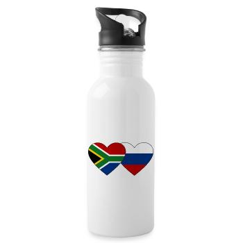 Südafrika Russland Flagge Herz - Trinkflasche mit integriertem Trinkhalm - Weiß - Rechts