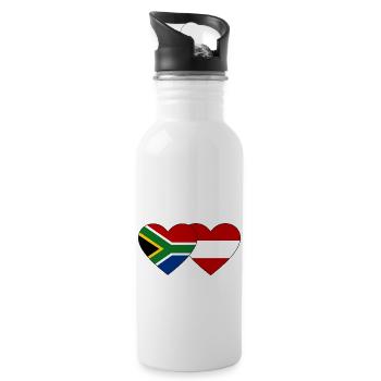 Afrique du Sud Autriche Flag Heart - Gourde avec paille intégrée - blanc - Droite