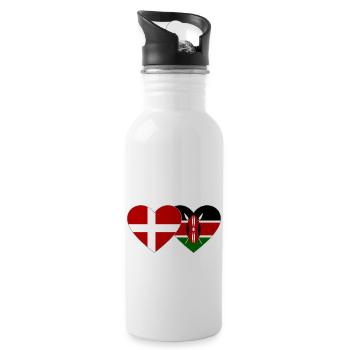 Dänemark Kenia Flagge Herz - Trinkflasche mit integriertem Trinkhalm - Weiß - Rechts