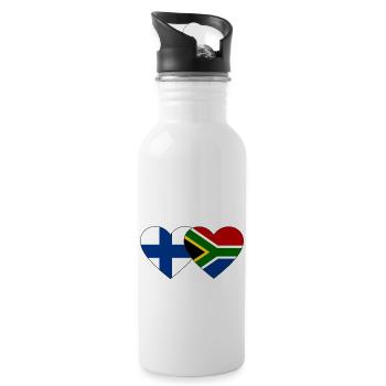 Finlande Afrique du Sud Flag Heart - Gourde avec paille intégrée - blanc - Droite
