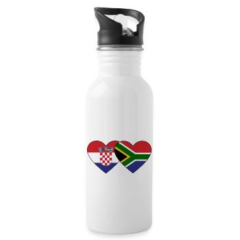 Kroatien Südafrika Flagge Herz - Trinkflasche mit integriertem Trinkhalm - Weiß - Rechts