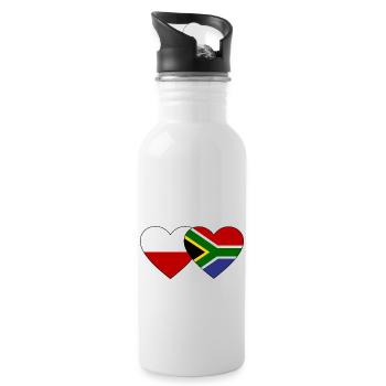 Poland South Africa Flag Heart - Water bottle with straw - white - Right