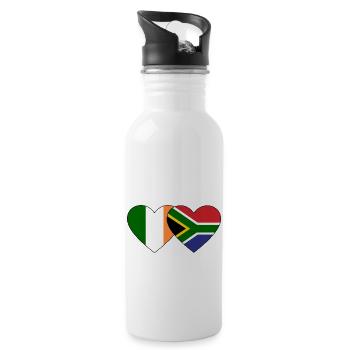 Irland Südafrika Flagge Herz - Trinkflasche mit integriertem Trinkhalm - Weiß - Rechts