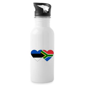 Estonia South Africa Flag Heart - Water bottle with straw - white - Right