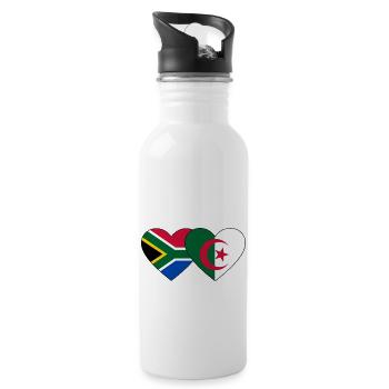 South Africa Algeria flag heart - Water bottle with straw - white - Right
