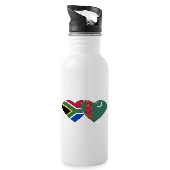 Südafrika Turkmenistan Flagge Herz - Trinkflasche mit integriertem Trinkhalm - Weiß - Rechts