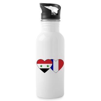 Syrie France Flag Coeur - Gourde avec paille intégrée - blanc - Droite