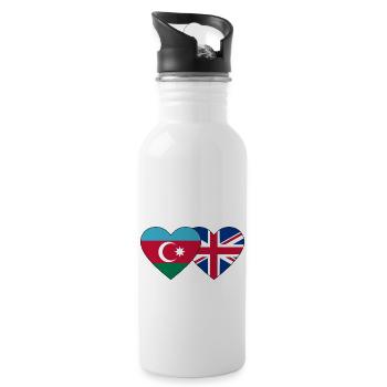 Azerbaïdjan Angleterre Flag Heart - Gourde avec paille intégrée - blanc - Droite