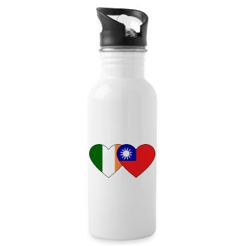 Ireland Taiwan Flag Heart - Water bottle with straw - white - Right