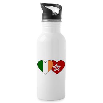 Irland Hongkong Flagge Herz - Trinkflasche mit integriertem Trinkhalm - Weiß - Rechts