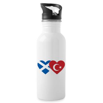 Scotland Turkey Flag Heart - Water bottle with straw - white - Right