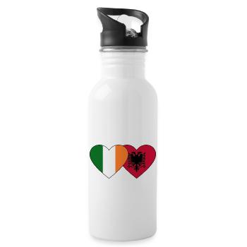 Irland Albanien Flagge Herz - Trinkflasche mit integriertem Trinkhalm - Weiß - Rechts