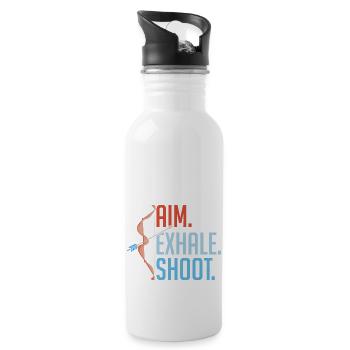 Aim Exhale Shoot. Bow & Arrows Target Archery - Water bottle with straw - white - Right