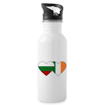 Bulgarien Irland Flagge Herz - Trinkflasche mit integriertem Trinkhalm - Weiß - Rechts