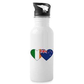 Ireland New Zealand Flag Heart - Water bottle with straw - white - Right