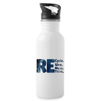 Recycle Use New Think neues Design - Trinkflasche mit integriertem Trinkhalm - Weiß - Rechts