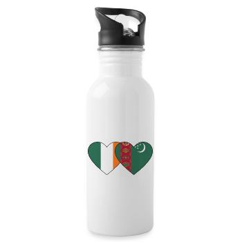 Irland Turkmenistan Flagge Herz - Trinkflasche mit integriertem Trinkhalm - Weiß - Rechts
