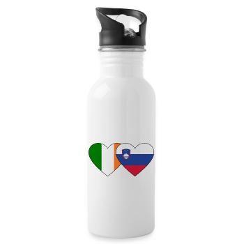 Irland Slowenien Flagge Herz - Trinkflasche mit integriertem Trinkhalm - Weiß - Rechts