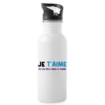 je t'aime - Gourde avec paille intégrée - blanc - Droite