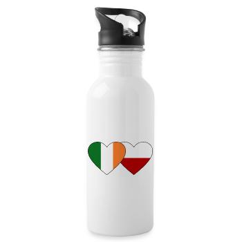 Drapeau de l’Irlande Pologne Coeur - Gourde avec paille intégrée - blanc - Droite