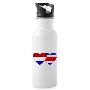 Holland Costa Rica Flag Heart - Water bottle with straw - white - Right