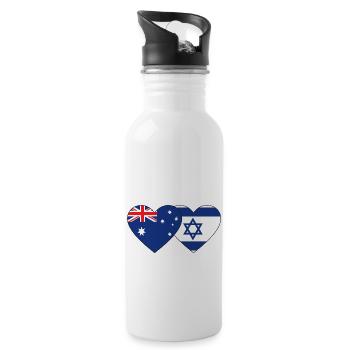 Australia Israel Flag Heart - Water bottle with straw - white - Right