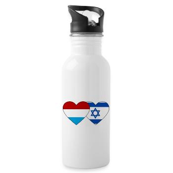 Drapeau luxembourgeois Israël coeur - Gourde avec paille intégrée - blanc - Droite