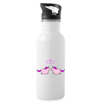 fat unicorns love - Water bottle with straw - white - Right