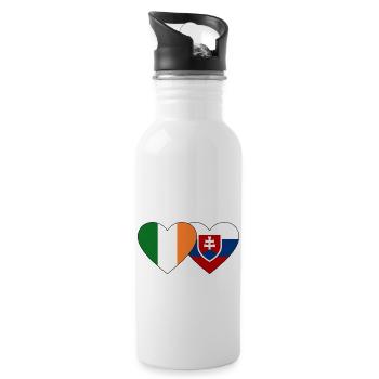 Irland Slowakei Flagge Herz - Trinkflasche mit integriertem Trinkhalm - Weiß - Rechts