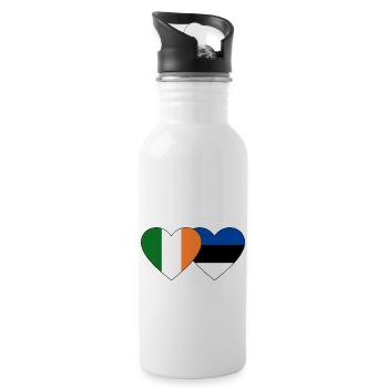 Ireland Estonia Flag Heart - Water bottle with straw - white - Right