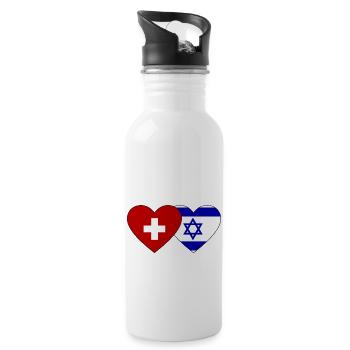 Suisse Israël Coeur Drapeau - Gourde avec paille intégrée - blanc - Droite