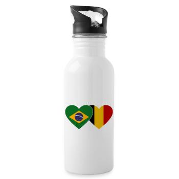Brasilien Belgien Herz Flagge - Trinkflasche mit integriertem Trinkhalm - Weiß - Rechts