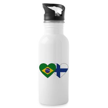 Brésil Finlande Flag Heart - Gourde avec paille intégrée - blanc - Droite