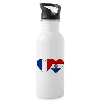France Paraguay Heart Flag - Water bottle with straw - white - Right