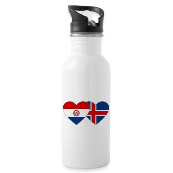 Paraguay Island Heart Flag - Water bottle with straw - white - Right