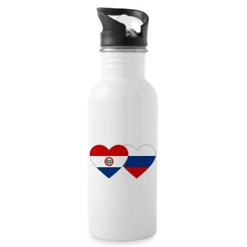 Paraguay Russie Drapeau du cœur - Gourde avec paille intégrée - blanc - Droite