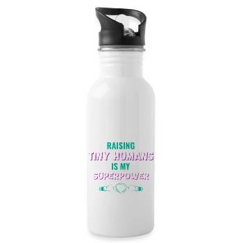 Kids Parenting Superpower Mom Daddy Gift - Water bottle with straw - white - Right
