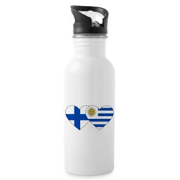 Finland Uruguay Heart Flag - Water bottle with straw - white - Right
