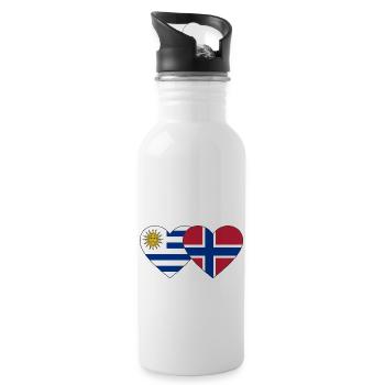Uruguay Norway Heart Flag - Water bottle with straw - white - Right